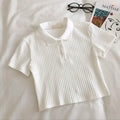 Blusa Feminina Cropped Polo de Malha – Juvenil, Casual e Elegante