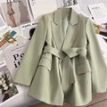 Blazer Feminino Elegante - Outono/Primavera, Manga Longa, com Cinto