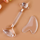 Kit 2 Peças - Rolo Massageador Gua Sha Dupla Face de Pedra Natural