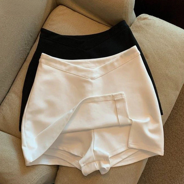 Mini Short Saia Sexy Cintura Alta Preto Branco