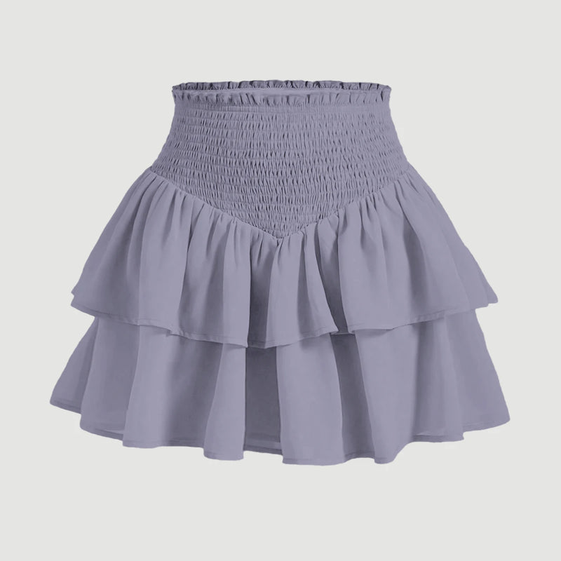 Saias Femininas Mia Muse – Mini Saia Preppy Cintura Alta, Camadas Elegantes para Todas as Estações