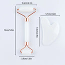 Kit 2 Peças - Rolo Massageador Gua Sha Dupla Face de Pedra Natural