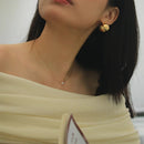 Colar Feminino Minimalista em Aço Inoxidável Banhado a Ouro com Zircônia Brilhante e Corrente Antioxidante