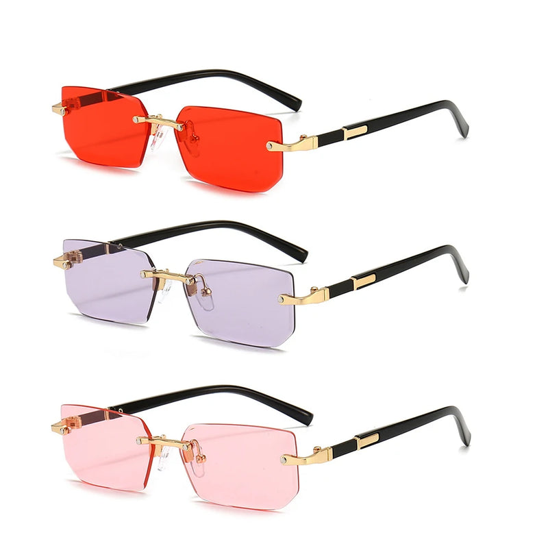 Óculos de Sol Retangulares Sem Aro – Estilo Moderno Feminino para Viagem e Verão