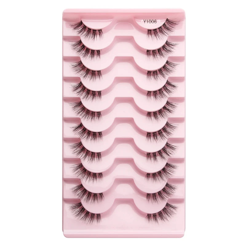 Cílios Postiços – Estilo Cat Eye, Natural, 5-10 Pares
