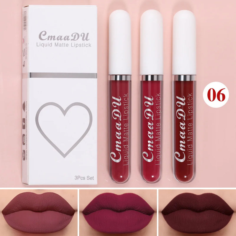 Batom Líquido Matte Aveludado e Duradouro à Prova d'Água Gloss
