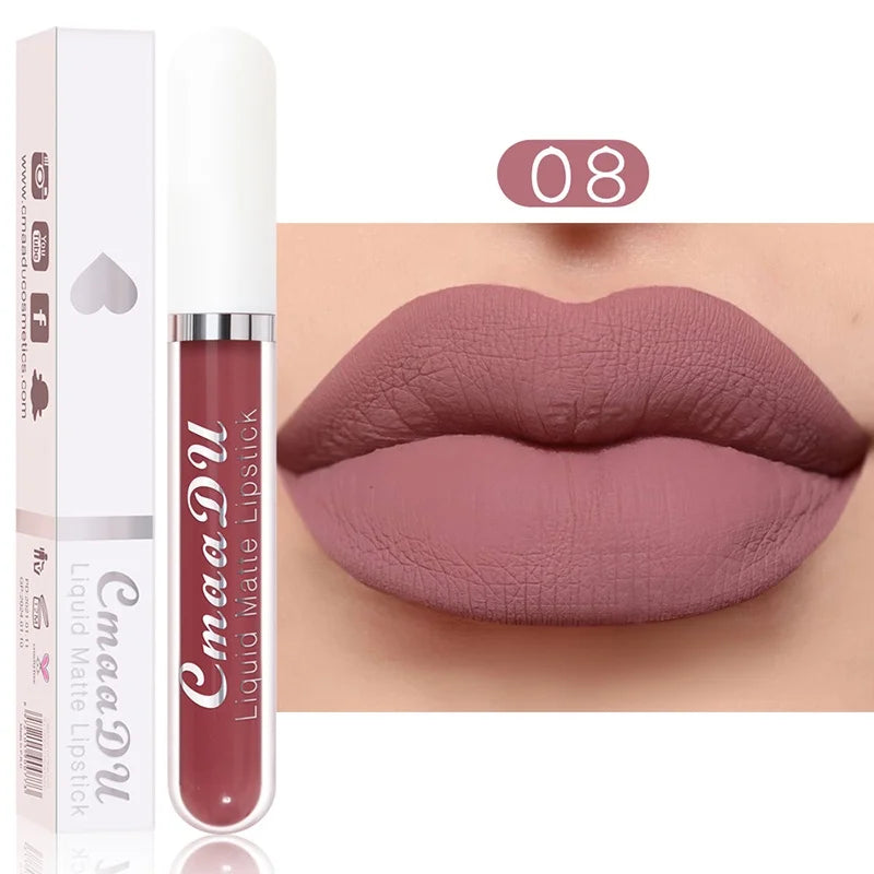 Batom Líquido Matte Aveludado e Duradouro à Prova d'Água Gloss