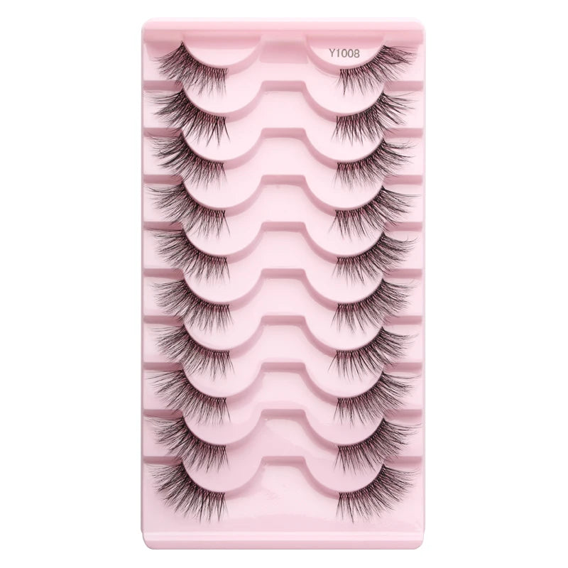 Cílios Postiços – Estilo Cat Eye, Natural, 5-10 Pares