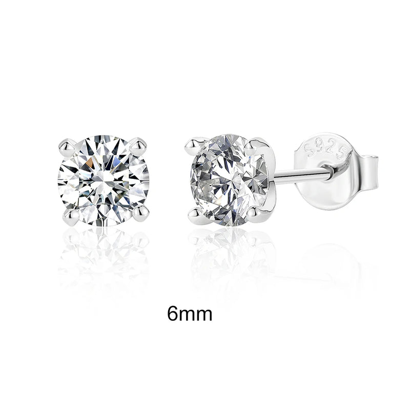 Brincos de Prata 925 com Moissanita D 0.5-1.2ct – Brilho Elegante para Mulheres