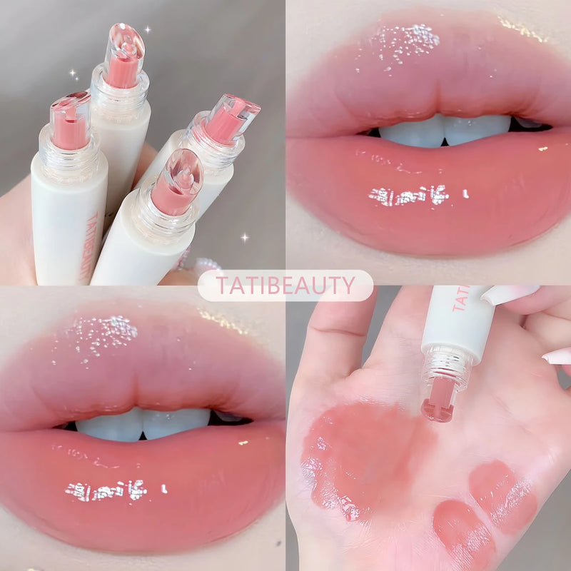TATIBEAUTY Lip Jelly Essence: Batom Hidratante Gloss Labial Pink Suave para Maquiagem