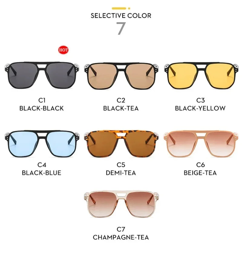 Óculos de Sol Retrô Feminino – Armação Grossa, Dupla Ponte, Proteção UV400, Estilo Chic e Moderno