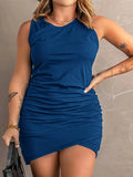 Vestido Plus Size Elegante e Confortável – Sem Mangas, Ajuste na Cintura, Estilo Sexy e Sofisticado