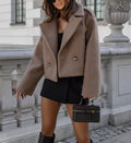 Casaco Elegante de Lã Britânica Feminino - Moda Outono/Inverno