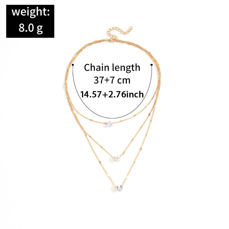 Colar Feminino Delicado Multicamadas com Pingente de Coração, Estrela e Gota – Presente Charmoso