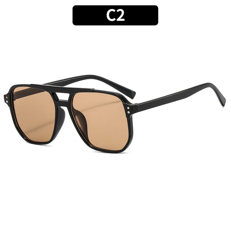 Óculos de Sol Retrô Feminino – Armação Grossa, Dupla Ponte, Proteção UV400, Estilo Chic e Moderno