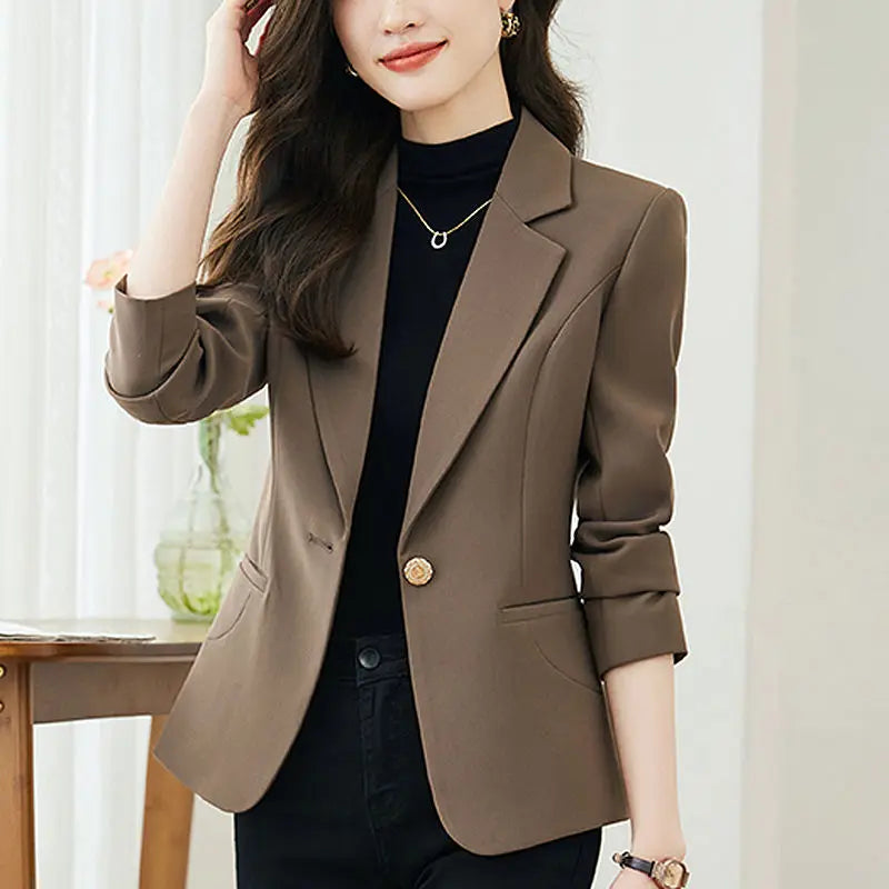 Blazer Feminino Elegante Estilo Ocidental – Slim, Sofisticado e Versátil para Outono e Primavera