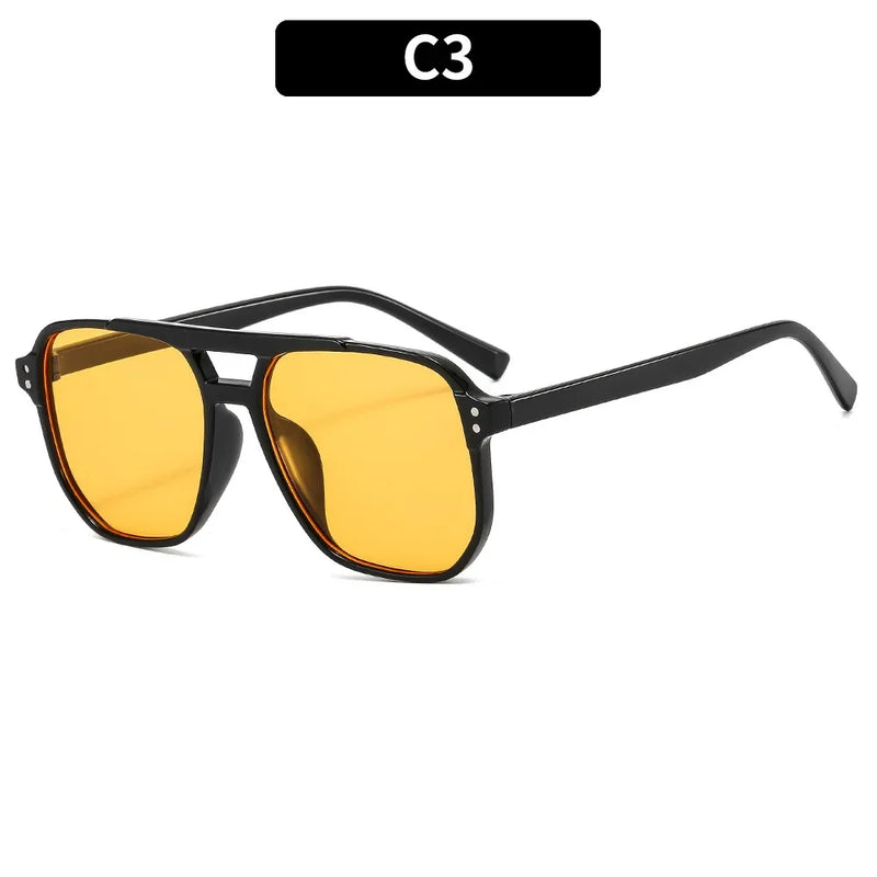 Óculos de Sol Retrô Feminino – Armação Grossa, Dupla Ponte, Proteção UV400, Estilo Chic e Moderno
