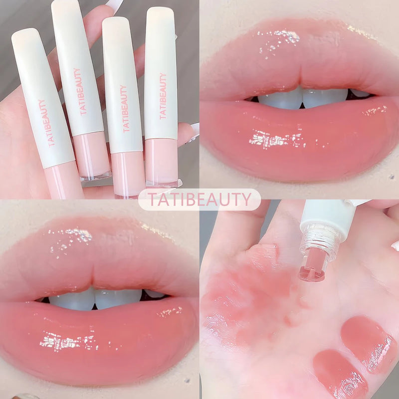 TATIBEAUTY Lip Jelly Essence: Batom Hidratante Gloss Labial Pink Suave para Maquiagem