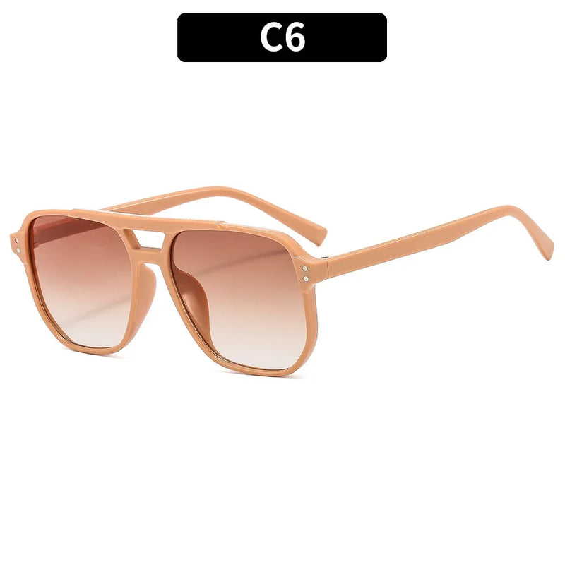 Óculos de Sol Retrô Feminino – Armação Grossa, Dupla Ponte, Proteção UV400, Estilo Chic e Moderno