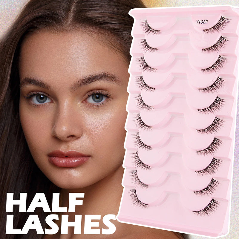 Cílios Postiços – Estilo Cat Eye, Natural, 5-10 Pares