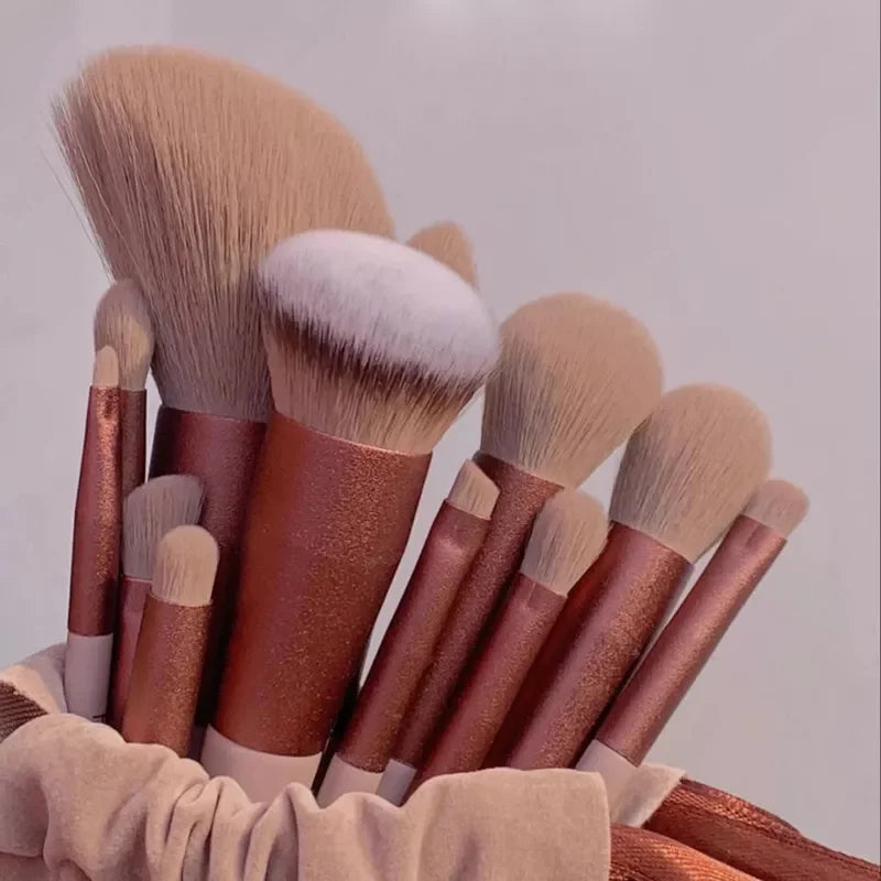 Kit de Pincéis de Maquiagem 13 PÇS: Olhos, Rosto e Blush