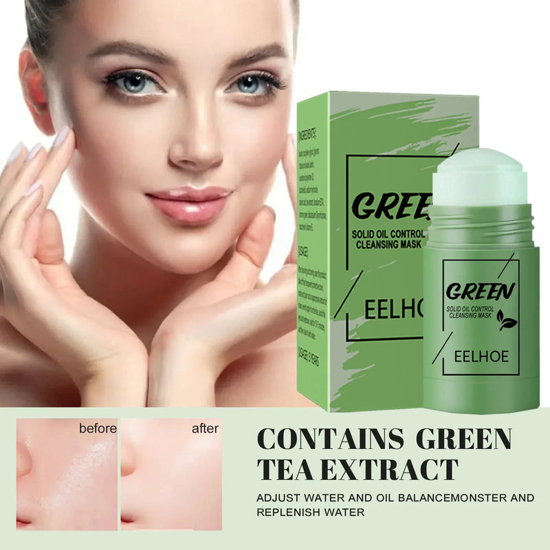 Máscara Facial Sólida de Chá Verde - Limpeza de Poros, Controle de Oleosidade e Hidratação