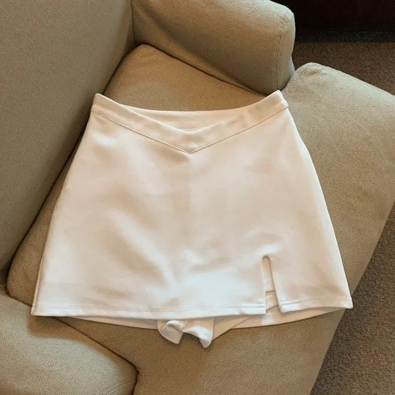Mini Short Saia Sexy Cintura Alta Preto Branco