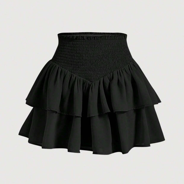 Saias Femininas Mia Muse – Mini Saia Preppy Cintura Alta, Camadas Elegantes para Todas as Estações