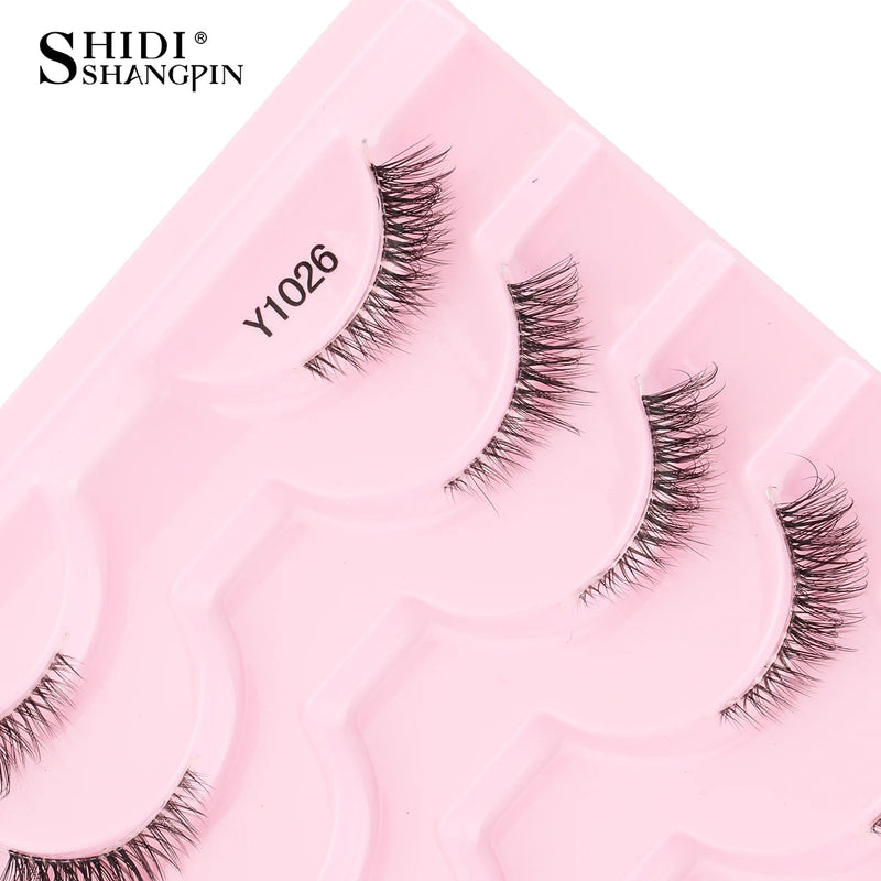 Cílios Postiços – Estilo Cat Eye, Natural, 5-10 Pares