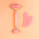Kit 2 Peças - Rolo Massageador Gua Sha Dupla Face de Pedra Natural
