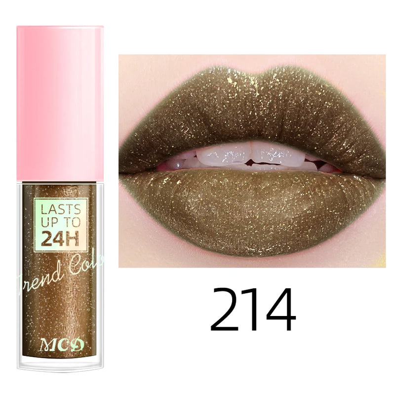 Gloss Labial Glitter 18 Cores - Longa Duração, à Prova d'Água, Hidratante e Multifuncional