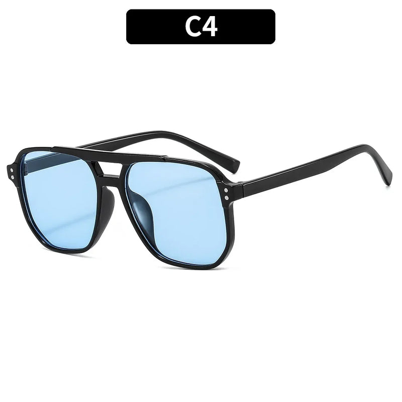Óculos de Sol Retrô Feminino – Armação Grossa, Dupla Ponte, Proteção UV400, Estilo Chic e Moderno