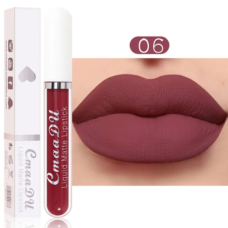 Batom Líquido Matte Aveludado e Duradouro à Prova d'Água Gloss