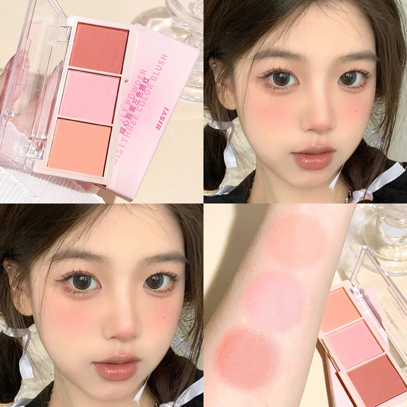 Blush Tricolor HISYI: Efeito Natural, Matte e de Longa Duração