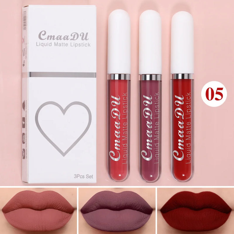 Batom Líquido Matte Aveludado e Duradouro à Prova d'Água Gloss