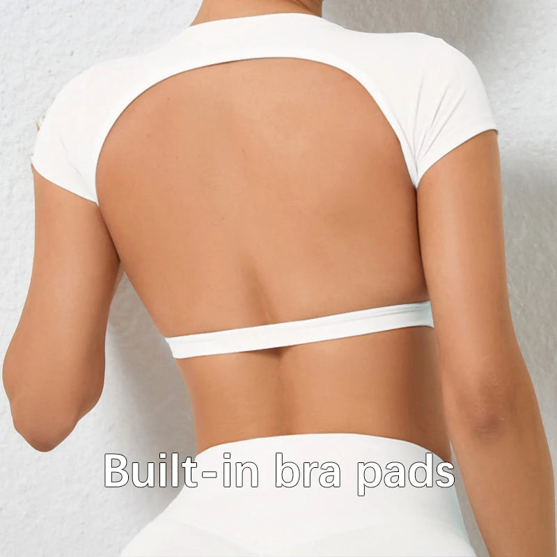 Camisa Esportiva Feminina Hearuisavy – Respirável, Estilo Aberto nas Costas, Ideal para Treino e Yoga