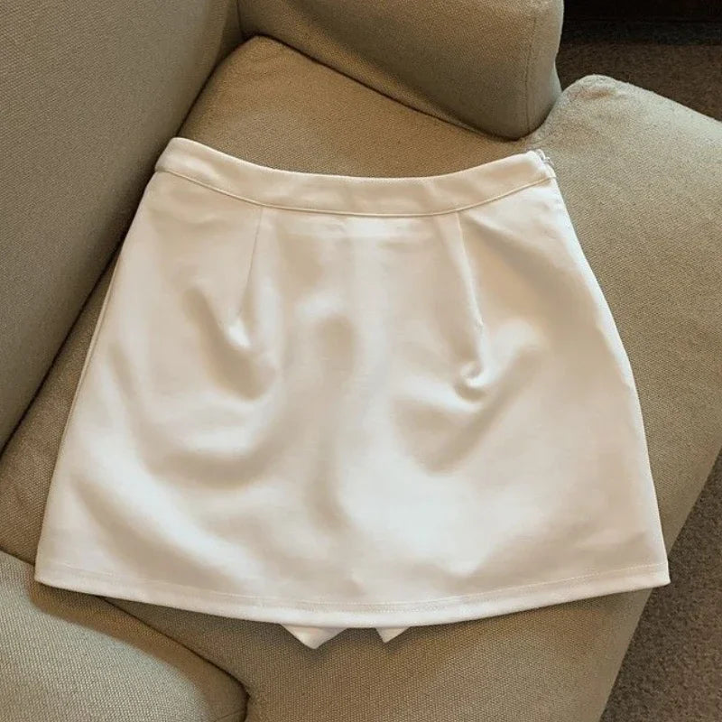 Mini Short Saia Sexy Cintura Alta Preto Branco