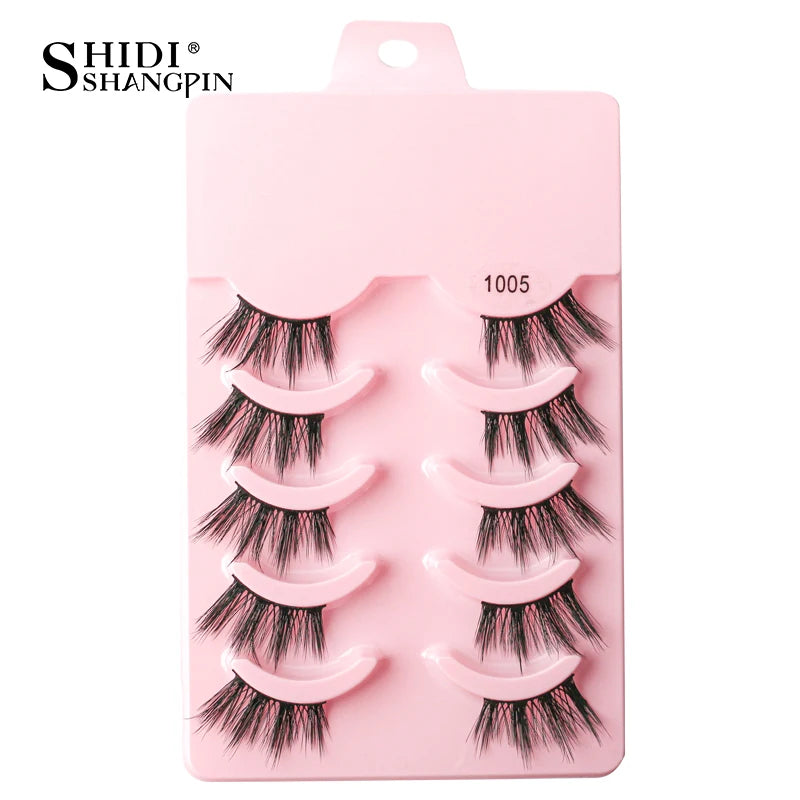Cílios Postiços – Estilo Cat Eye, Natural, 5-10 Pares