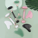 Kit 2 Peças - Rolo Massageador Gua Sha Dupla Face de Pedra Natural