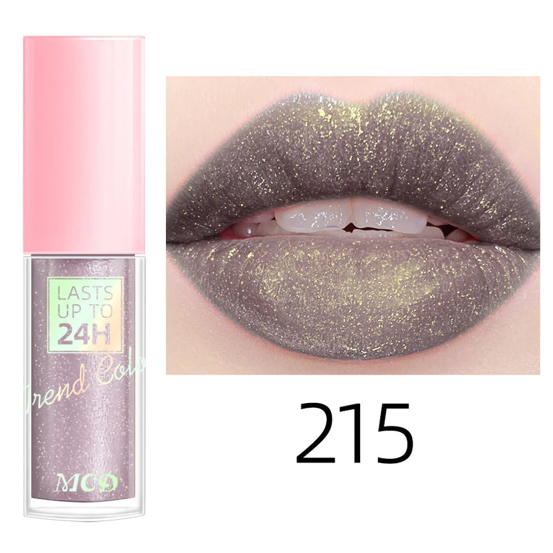 Gloss Labial Glitter 18 Cores - Longa Duração, à Prova d'Água, Hidratante e Multifuncional