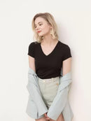 Blusa Camiseta Basica lisa Simples Gola V